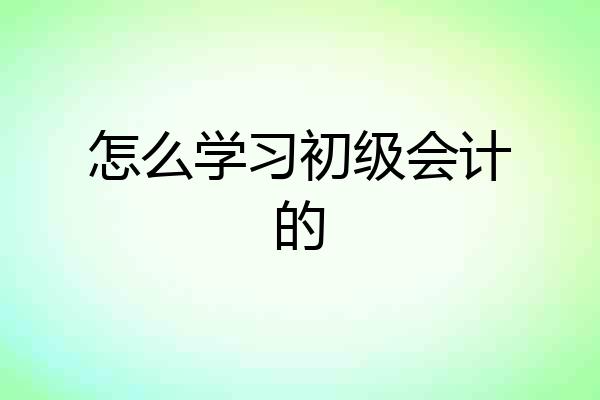 怎么学习初级会计的