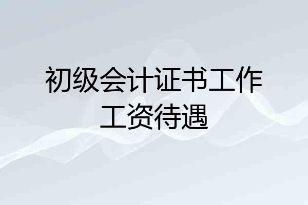 初级会计证书工作工资待遇