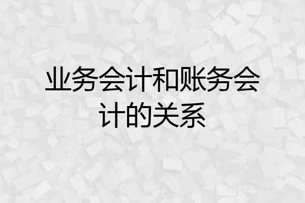 业务会计和账务会计的关系