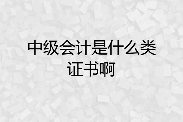 中级会计是什么类证书啊