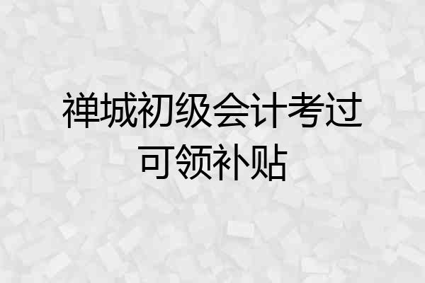 禅城初级会计考过可领补贴