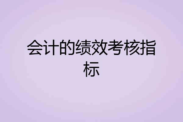 会计的绩效考核指标
