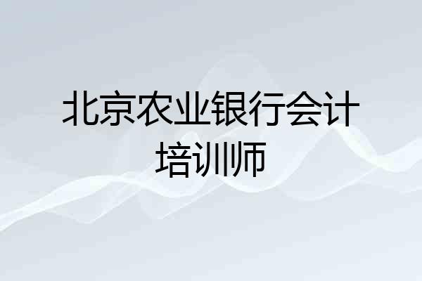 北京农业银行会计培训师
