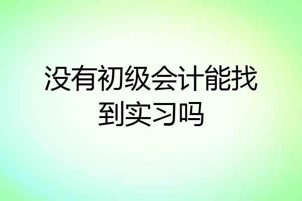没有初级会计能找到实习吗