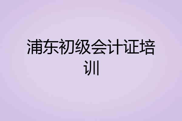 浦东初级会计证培训