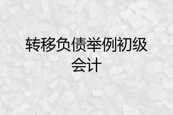 转移负债举例初级会计
