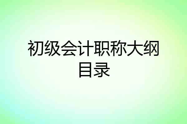 初级会计职称大纲目录