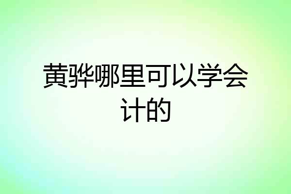 黄骅哪里可以学会计的