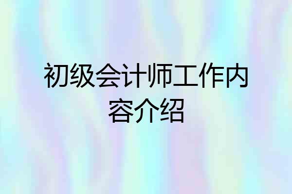 初级会计师工作内容介绍