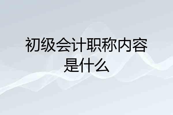 初级会计职称内容是什么