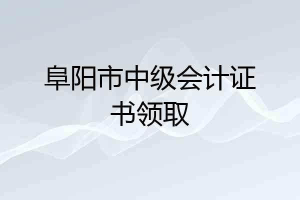 阜阳市中级会计证书领取