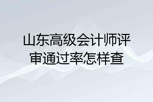 山东高级会计师评审通过率怎样查