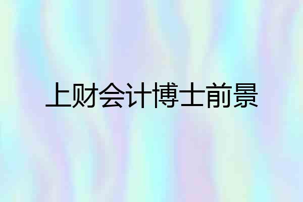 上财会计博士前景
