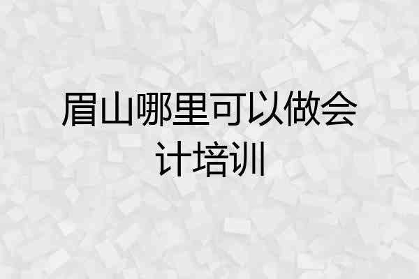 眉山哪里可以做会计培训