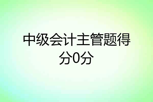 中级会计主管题得分0分