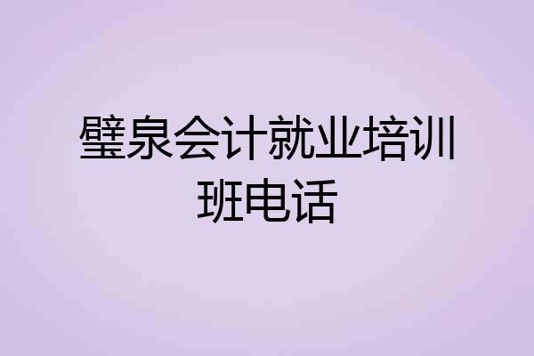 璧泉会计就业培训班电话