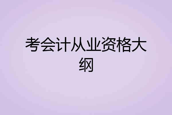考会计从业资格大纲