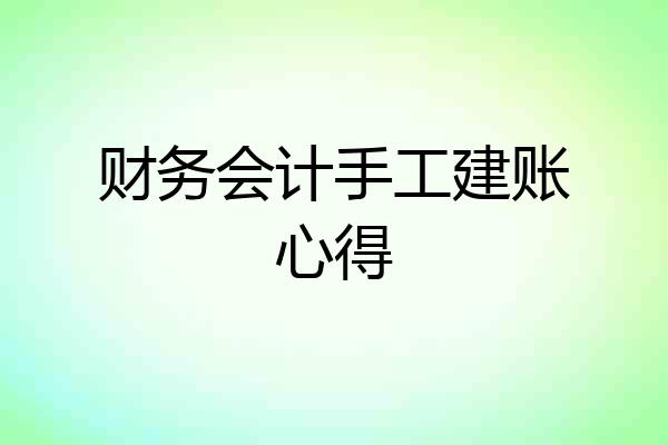 财务会计手工建账心得