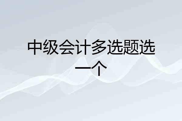 中级会计多选题选一个