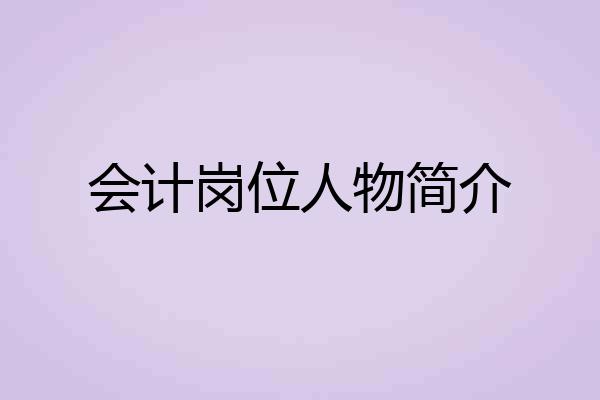 会计岗位人物简介