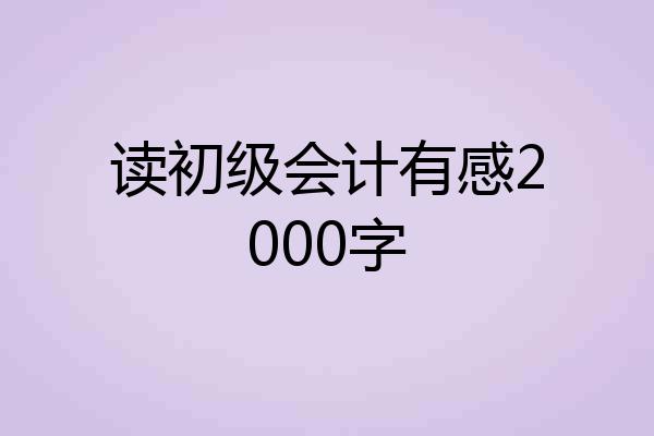 读初级会计有感2000字