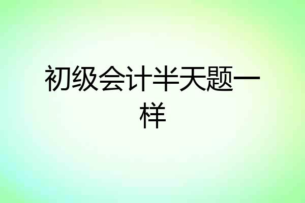 初级会计半天题一样