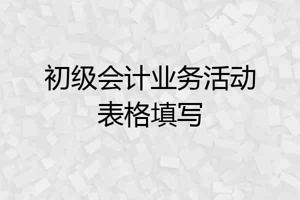 初级会计业务活动表格填写