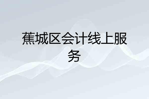 蕉城区会计线上服务