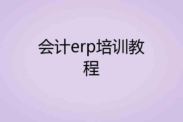 会计erp培训教程