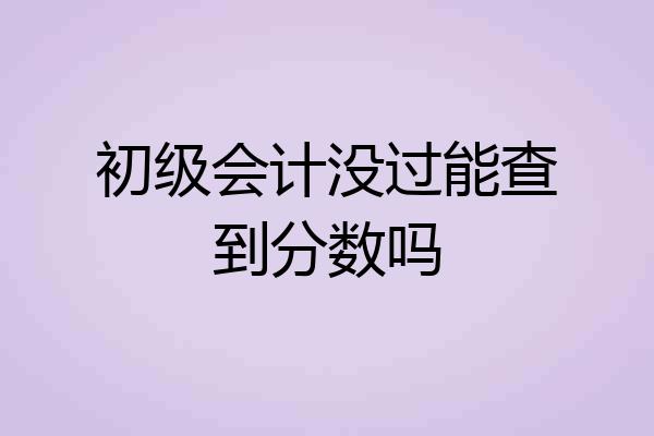初级会计没过能查到分数吗