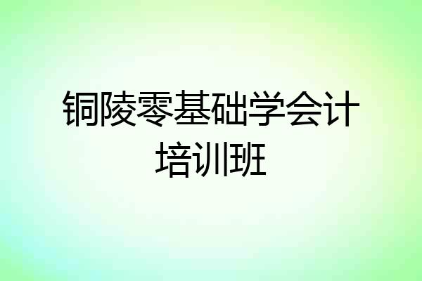 铜陵零基础学会计培训班