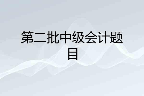 第二批中级会计题目