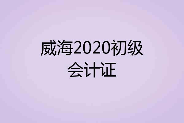 威海2020初级会计证