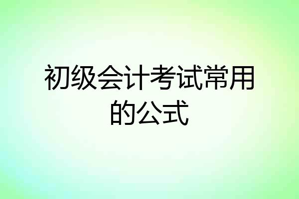 初级会计考试常用的公式