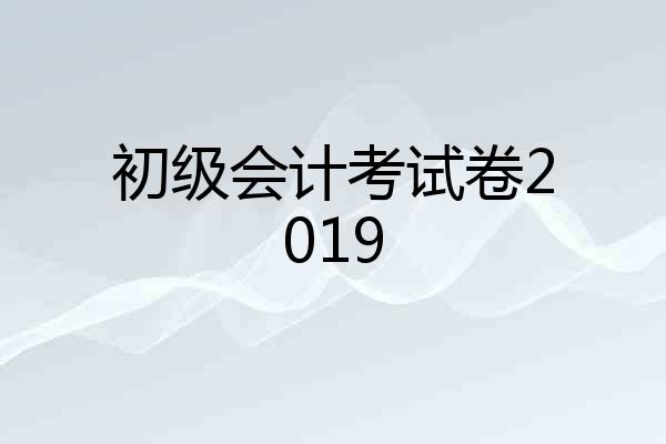 初级会计考试卷2019