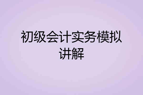 初级会计实务模拟讲解