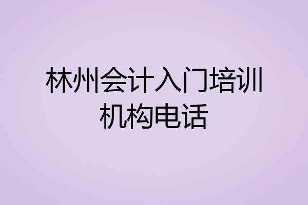 林州会计入门培训机构电话