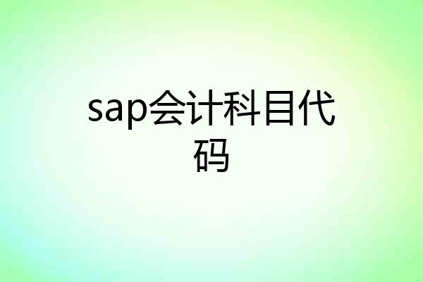 sap会计科目代码