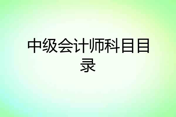 中级会计师科目目录