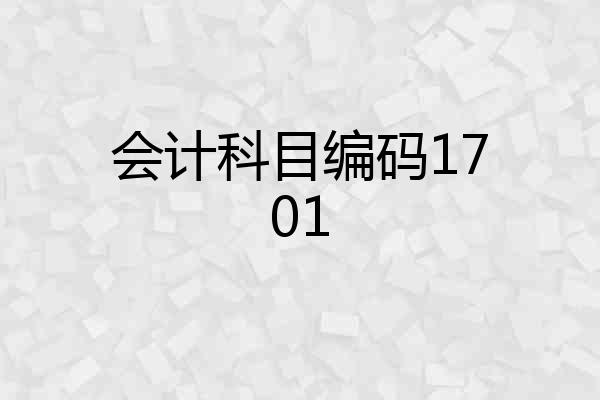 会计科目编码1701