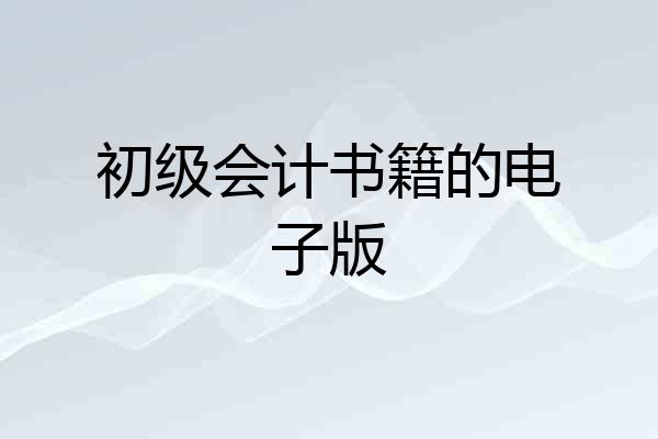 初级会计书籍的电子版