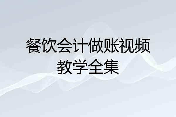 餐饮会计做账视频教学全集