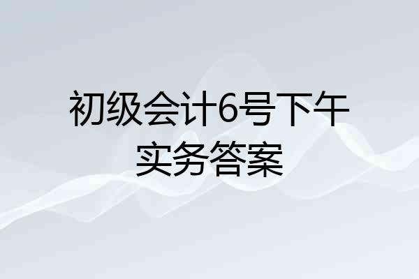 初级会计6号下午实务答案
