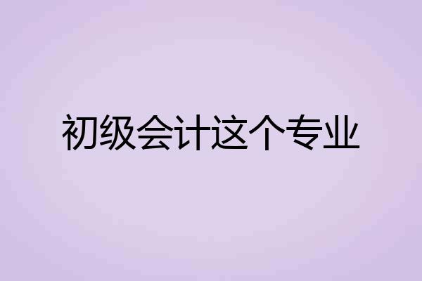 初级会计这个专业