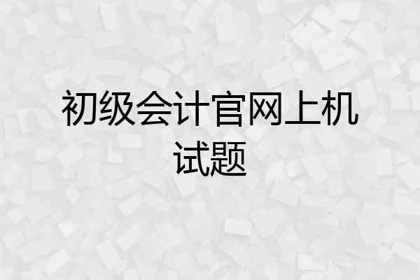 初级会计官网上机试题