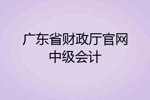 广东省财政厅官网中级会计