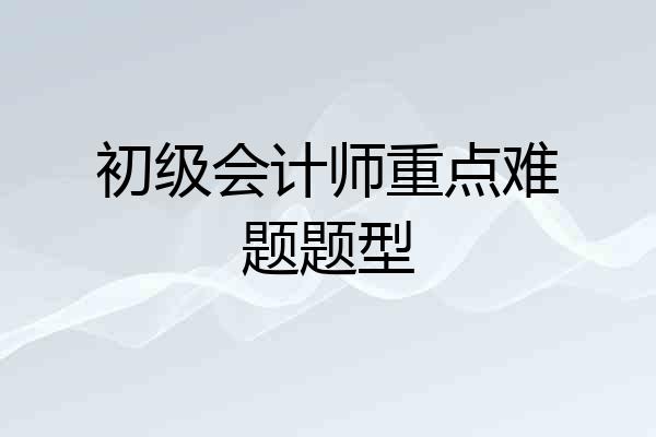 初级会计师重点难题题型
