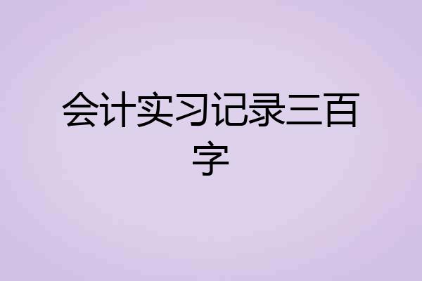 会计实习记录三百字