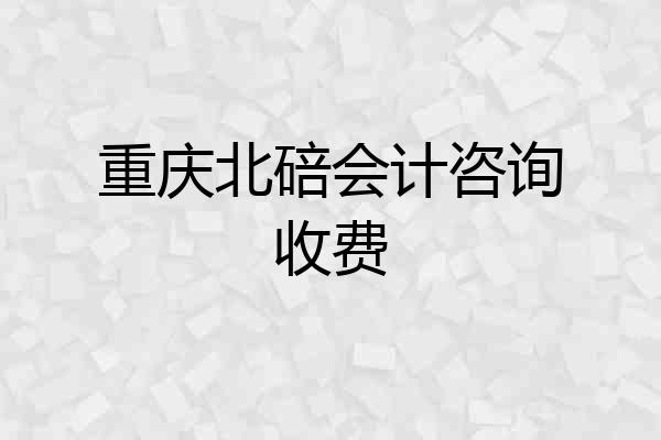 重庆北碚会计咨询收费