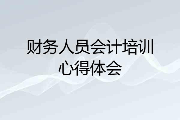 财务人员会计培训心得体会